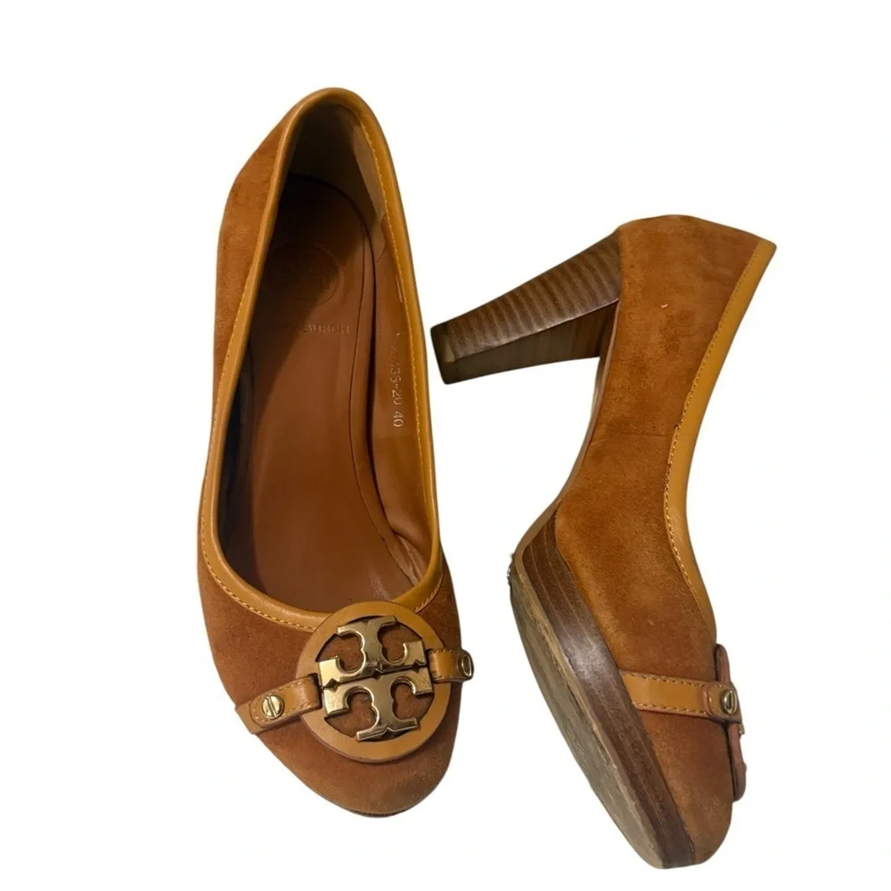 Tory Burch Elegant Orange Women's Heels, suede leather